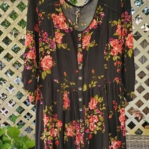 Black Floral Boho Dress